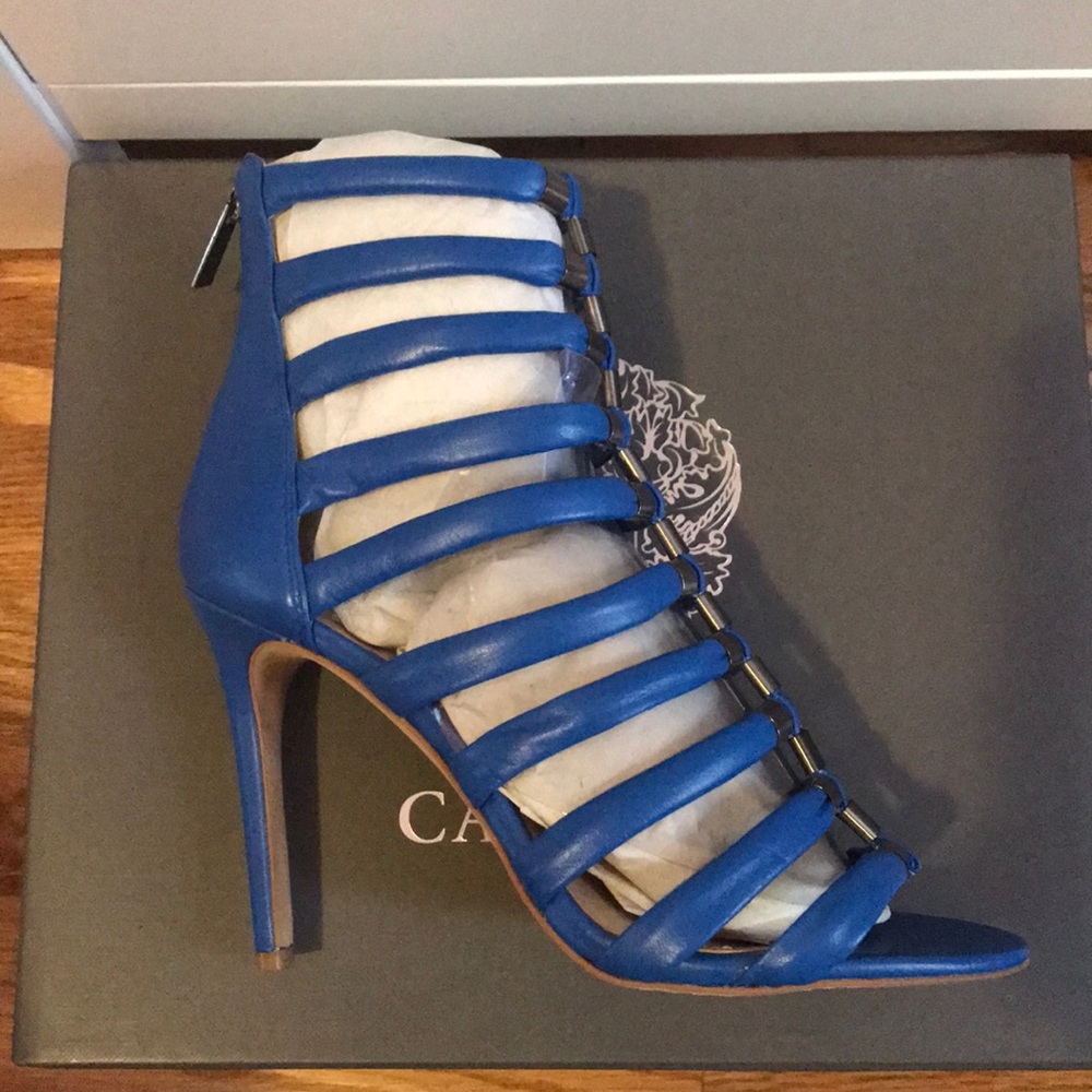 Blue caged heel